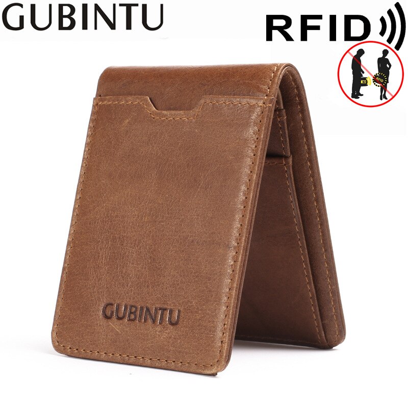 Slim Leather ID/Credit Card Holder Bifold Front Pocket Wallet with RFID Blocking Business Card Holder Genuine Leather