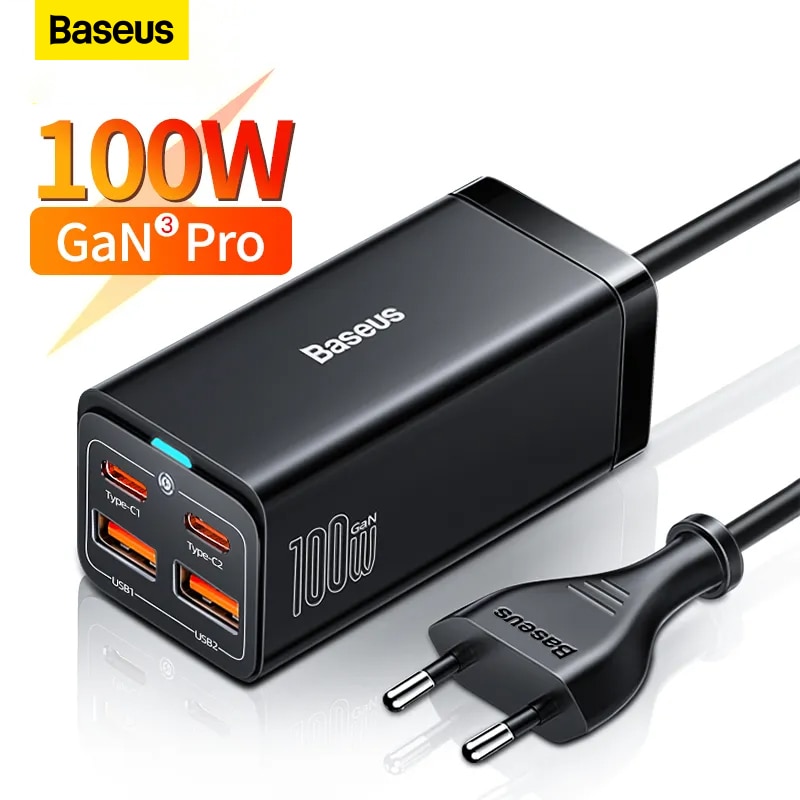 Baseus GaN3 100/ 65W Desktop Charger Quick Charge QC 3.04.0 USB C Type C Phone Charger For iPhone13 Huawei Xiaomi MacBook Laptop