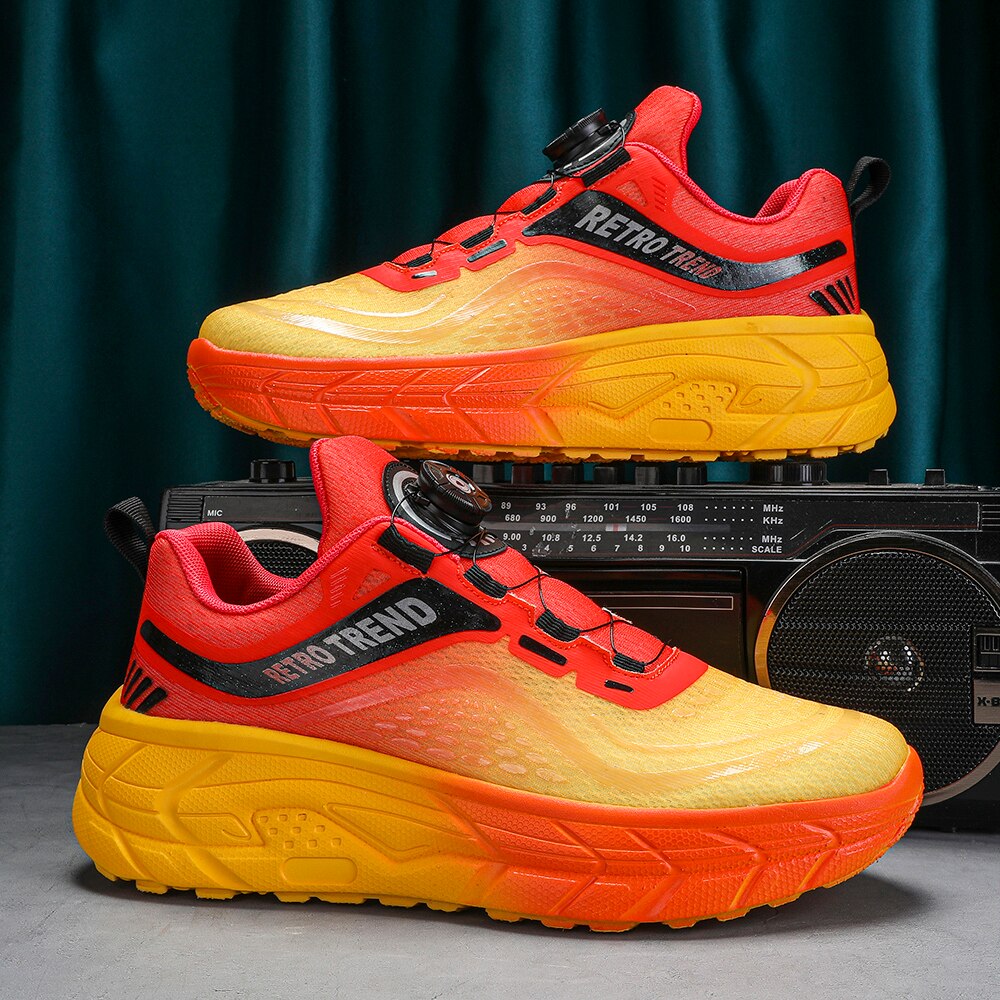 Men Sports Shoes Breathable Engineered Mesh Road Running Shoes Shock-Absorbing Delivers Comfort Women Knob buckle Sneakers 36-45