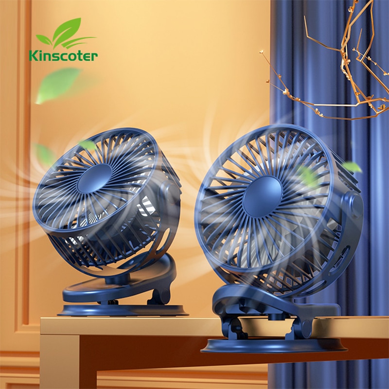 Kinscoter Mini USB Fan Rechargeable Battery Fan with Timer Strong Wind 3 Speed Desktop Portable Quiet Office Camping Outdoor