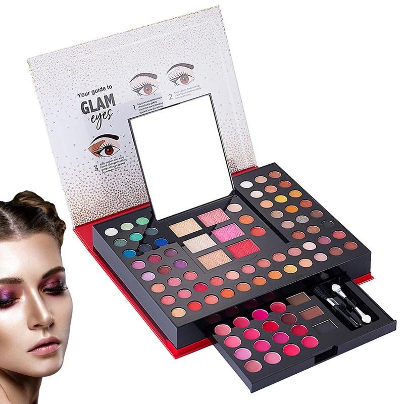 Sdattor Girls Makeup Kit 88 Colors High Pigment Makeup Palette Set With Eyeshadow Facial Blusher Eyebrow Powder Brushes Mirror