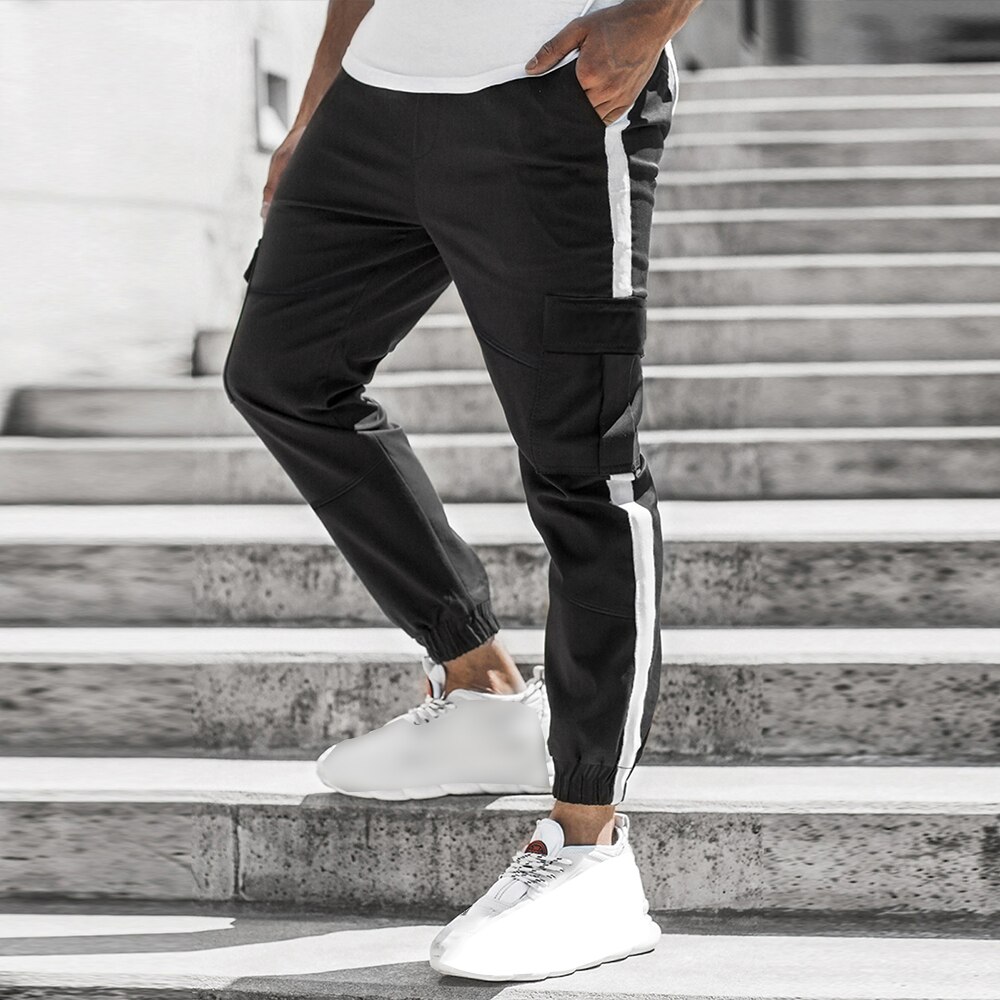 Mens Pants Joggers Hip Hop Drawstring Elastic Slim Fit Stretch Casual Trousers Sweatpants High Quality Clothing S-2XL For Men