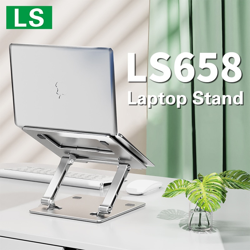 LS LS658 Laptop Stand Adjustable Notebook Stand Compatible with 10-17 Inch Laptop Portable Silver Laptop Holder
