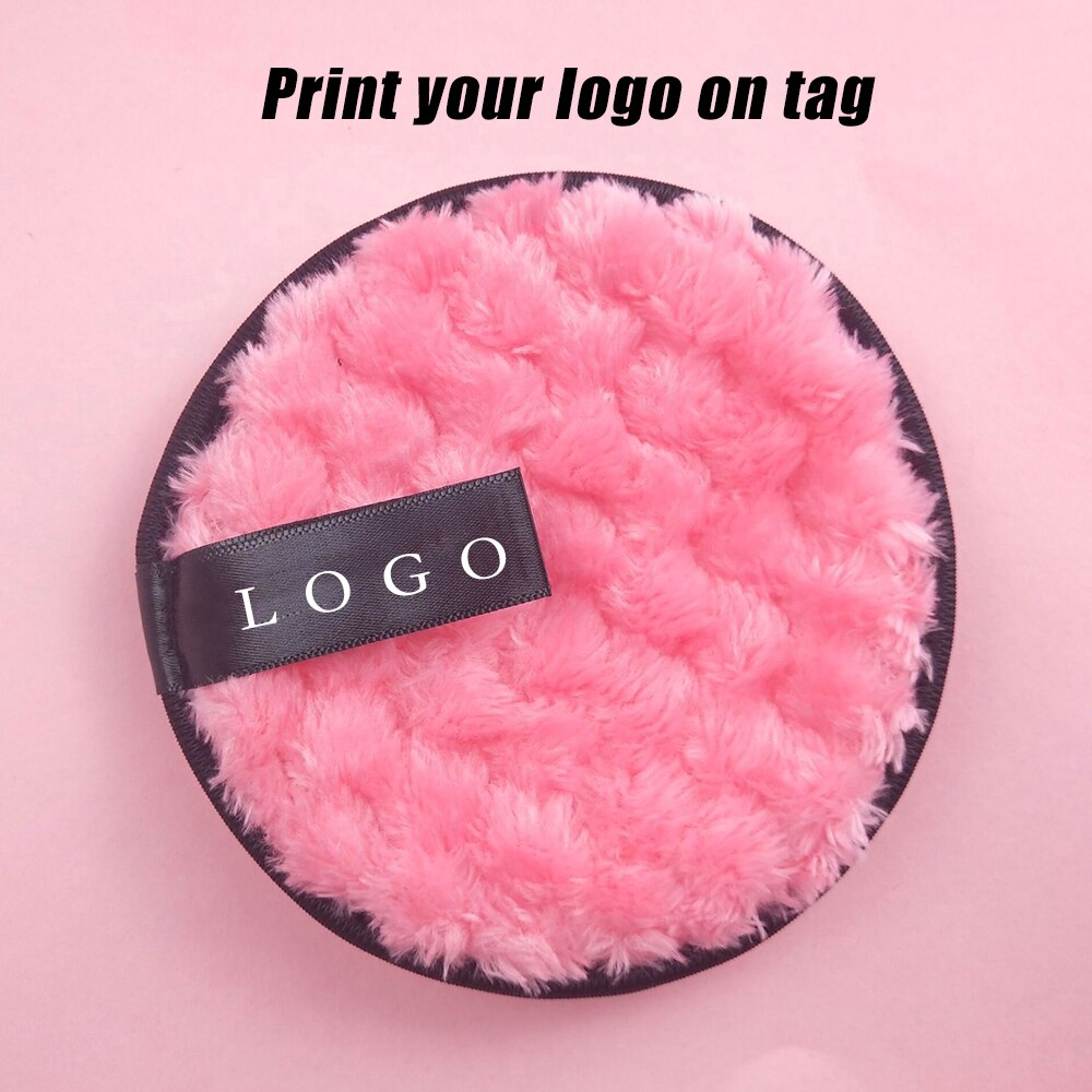 20pcs Custom Logo Cotton Reusable Makeup Remover Pads Washable Face Clean Sponge Cleansing Cloth Foundation Liquid Cream Tool