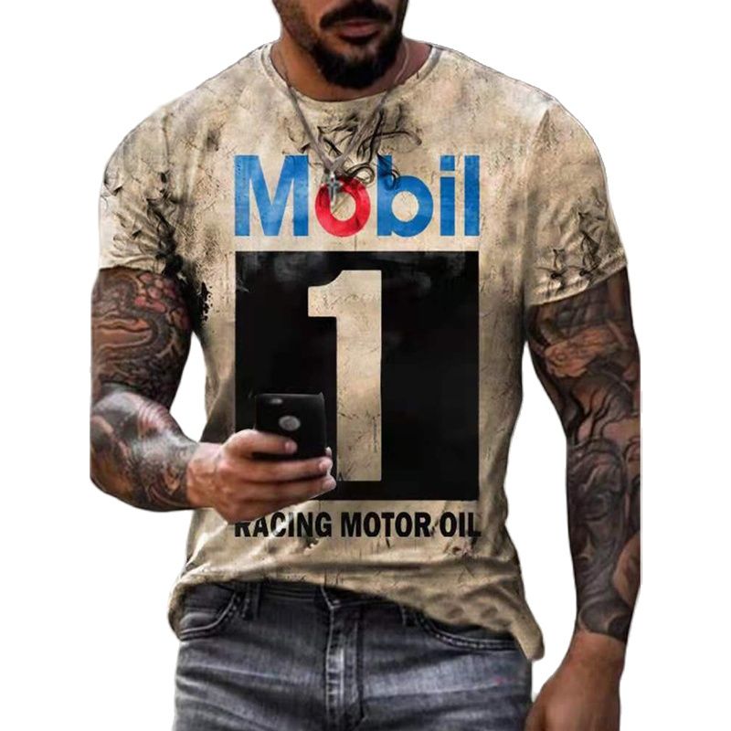 2022 Summer Vintage Shirts Mobil No.1 3d Printed T-shirts for Men Harajuku Oversized Men's Tops Casual Fashion New Short Sleeve