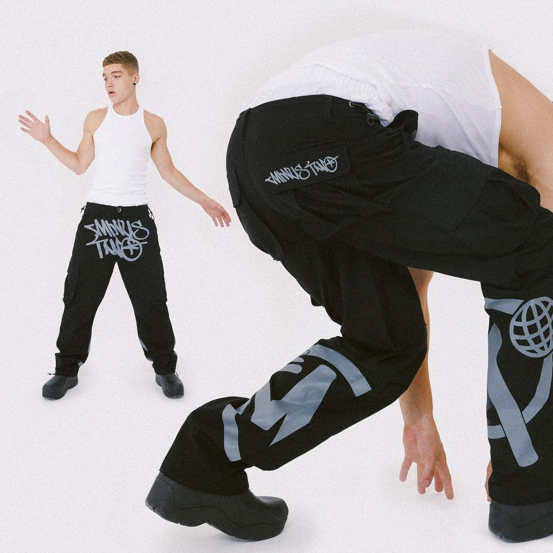 Y2K Cargo Pant Minus Two Overalls Workwear 2023 New Fashion Harajuku Casual Loose Punk Rock Wide Leg Baggy Trouser Streetwear