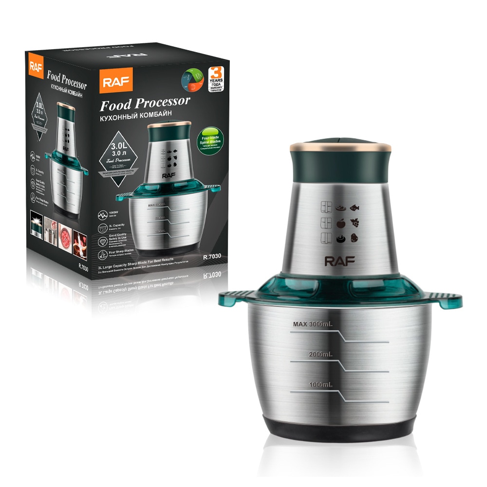 2 Speeds 1000W Stainless Steel 3L Capacity Electric Chopper Meat Grinder Mincer Food Processor Slicer