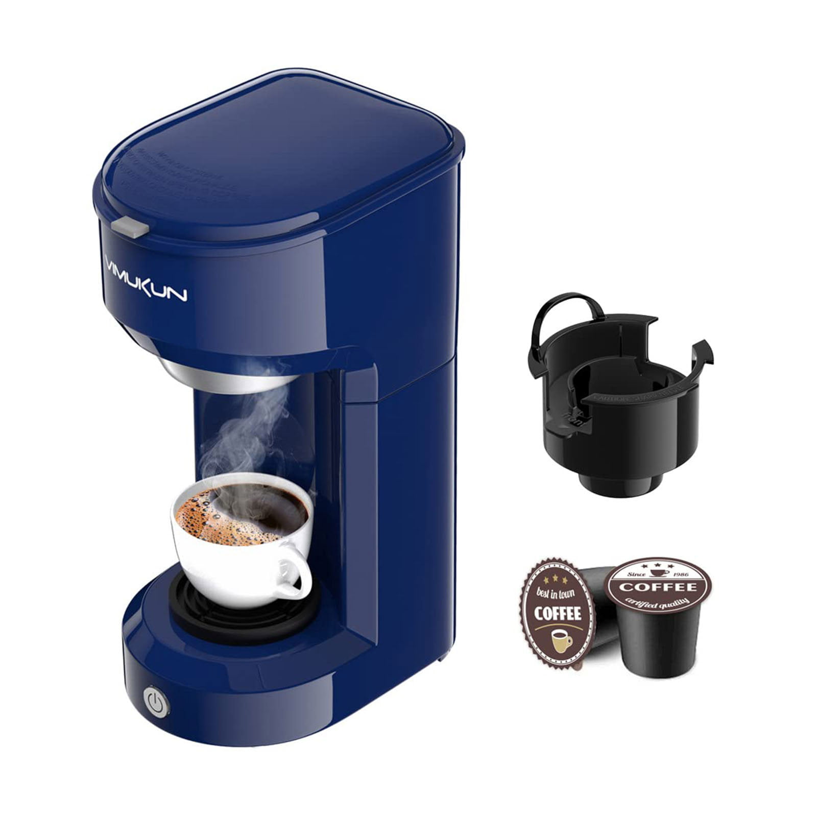 Single Serve Coffee Maker Coffee Brewer 6 to 14oz Compatible with K-Cup Single Cup Capsule with Reservoir, Mini Size,Blue